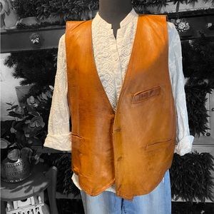 Women's Tan Leather Vest